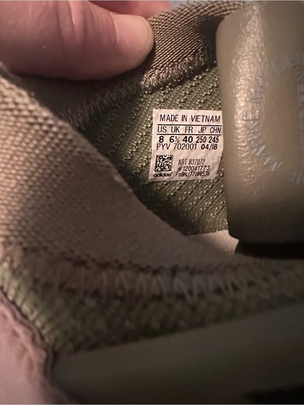 Adidas Arjun Primeknkt Olive Green Sneakers with White Stripes